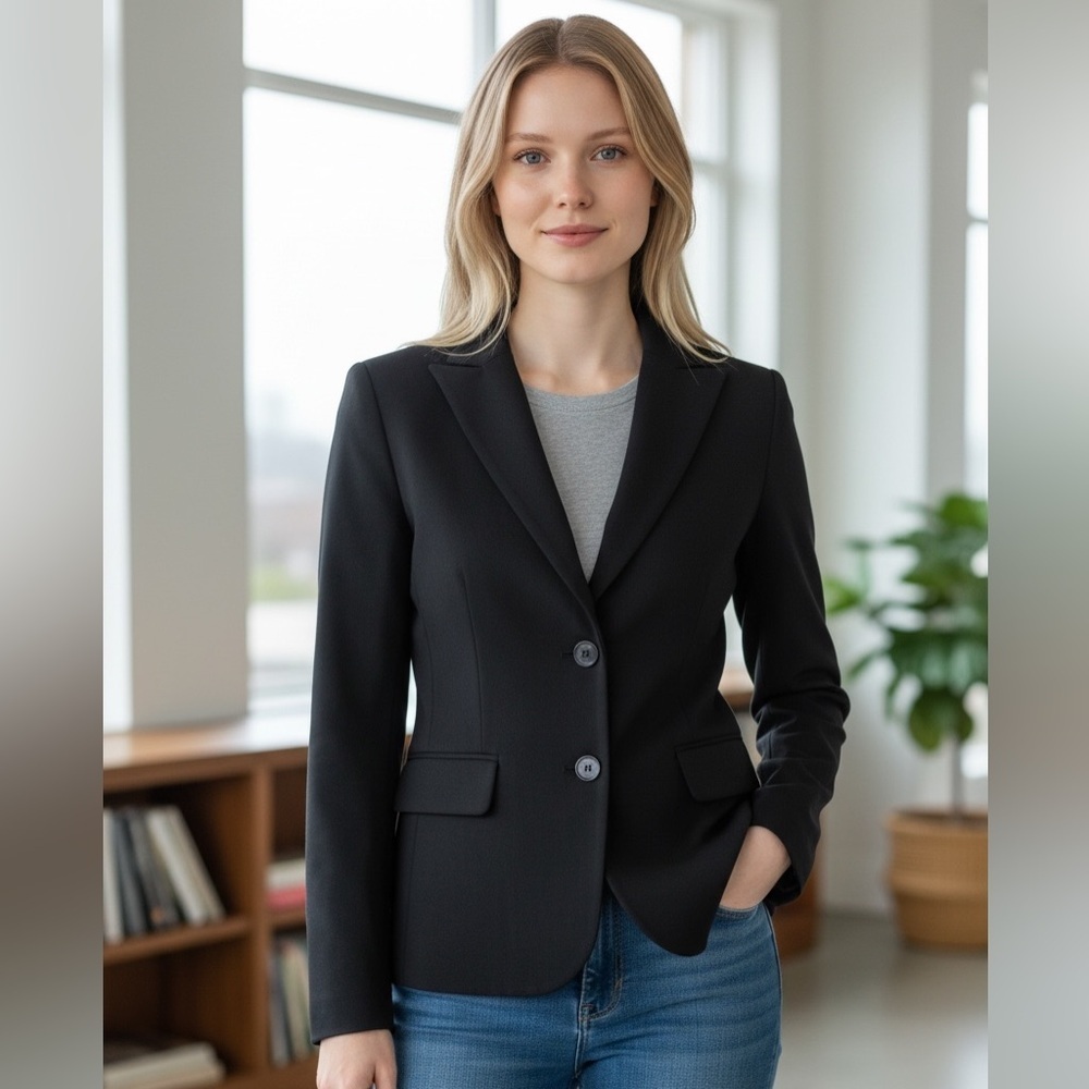 Isaac Mizrahi Black Women's Blazer - Elevated Office Workwear, Chic - Size 10
